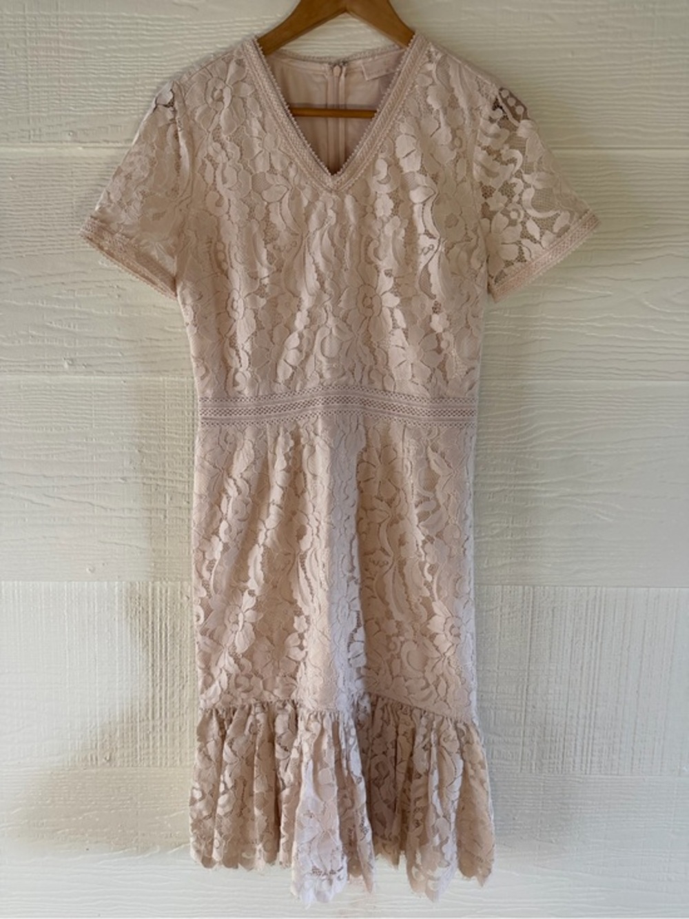 Rachel Parcell Blush Lace Ruffle Hem Dress Size Small